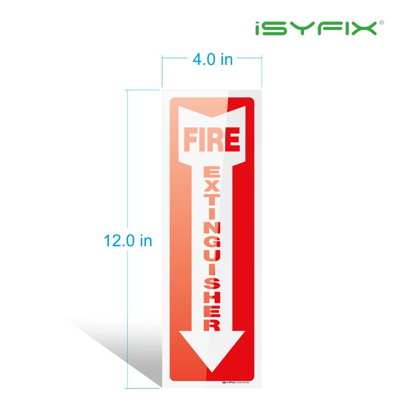 iSYFIX Fire Extinguisher Reflective Sticker Sign â€“ 5 Pack 4x12 â€“ Premium Self-Adhesive Vinyl, Laminated for Ultimate UV, Weather, Scratch, Water and Fade Resistance, Indoor and Outdoor - Image 5